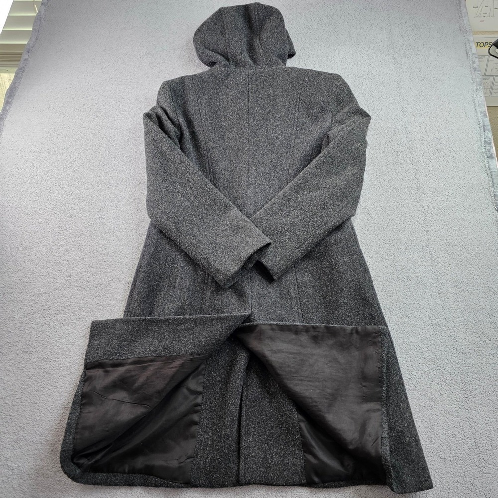 Marvin Richards Wool Hooded Coat Women' Medium Gray Long Sleeve Button Front USA - Picture 6 of 11